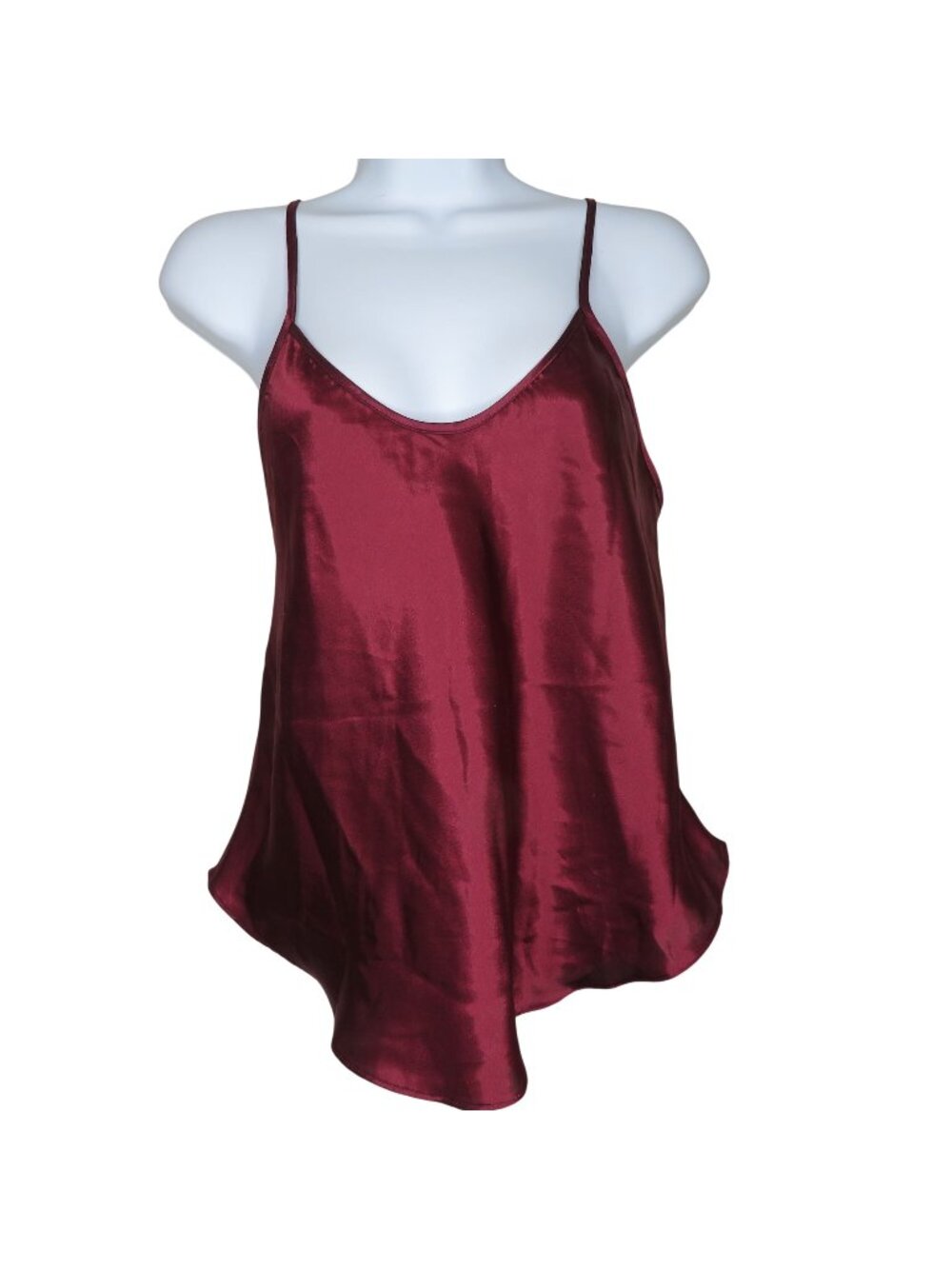 Vintage California Dynasty Burgundy Satin Camisole Top Spaghetti Straps Womens M
